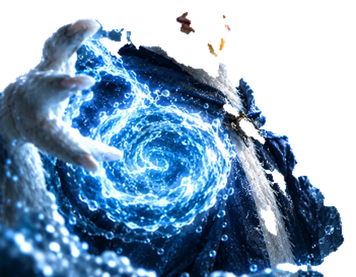 GooseWaterX's wing spinning a glowing whirlpool of water
